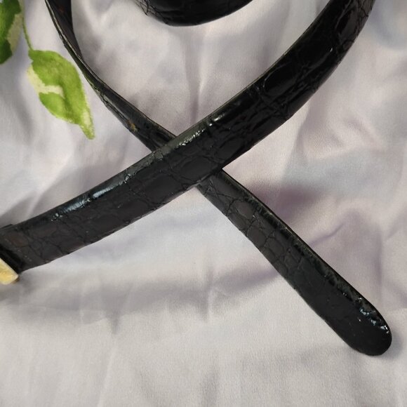 ❤️LA GARCONNE Paris Black Crocodile / Alligator Skinny Belt 26-30 main image 6